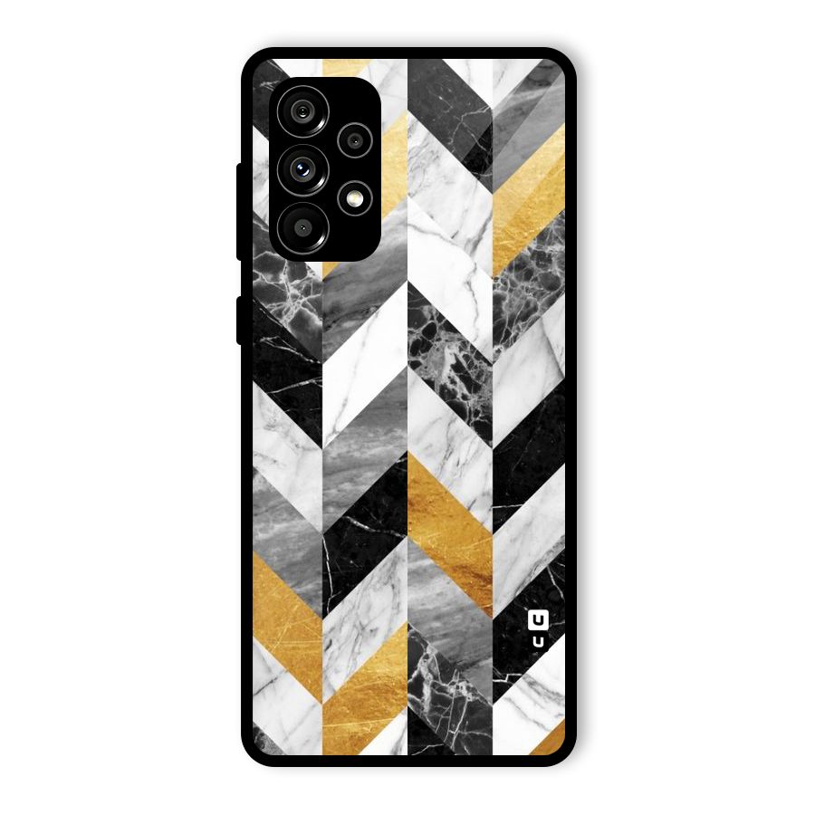 Yellow Grey Marble Glass Back Case for Galaxy A73 5G