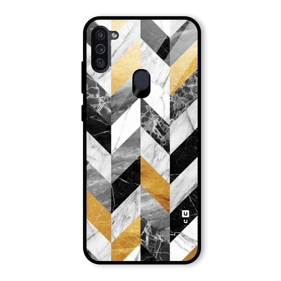 Yellow Grey Marble Glass Back Case for Galaxy M11