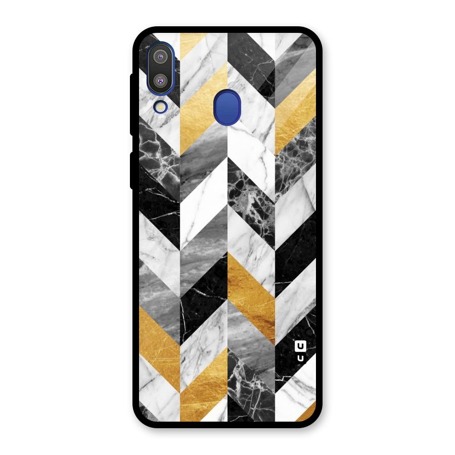 Yellow Grey Marble Glass Back Case for Galaxy M20
