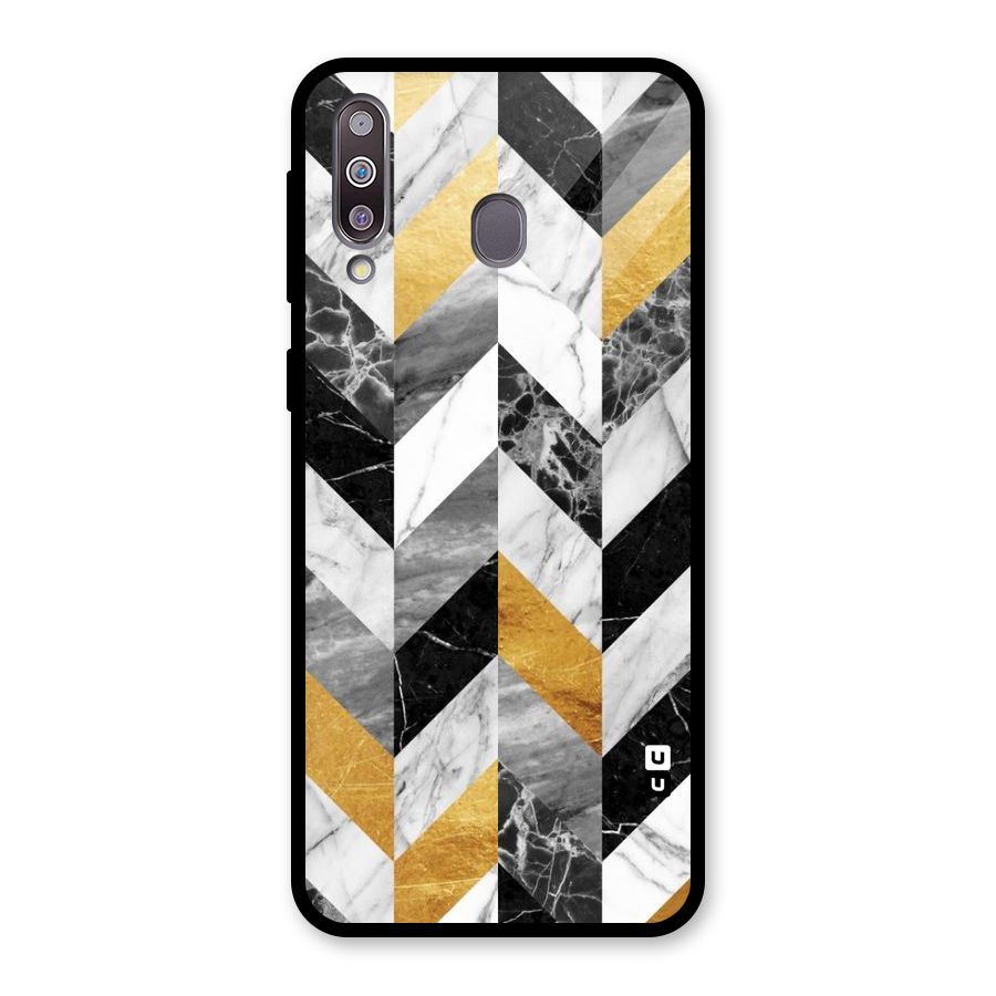 Yellow Grey Marble Glass Back Case for Galaxy M30