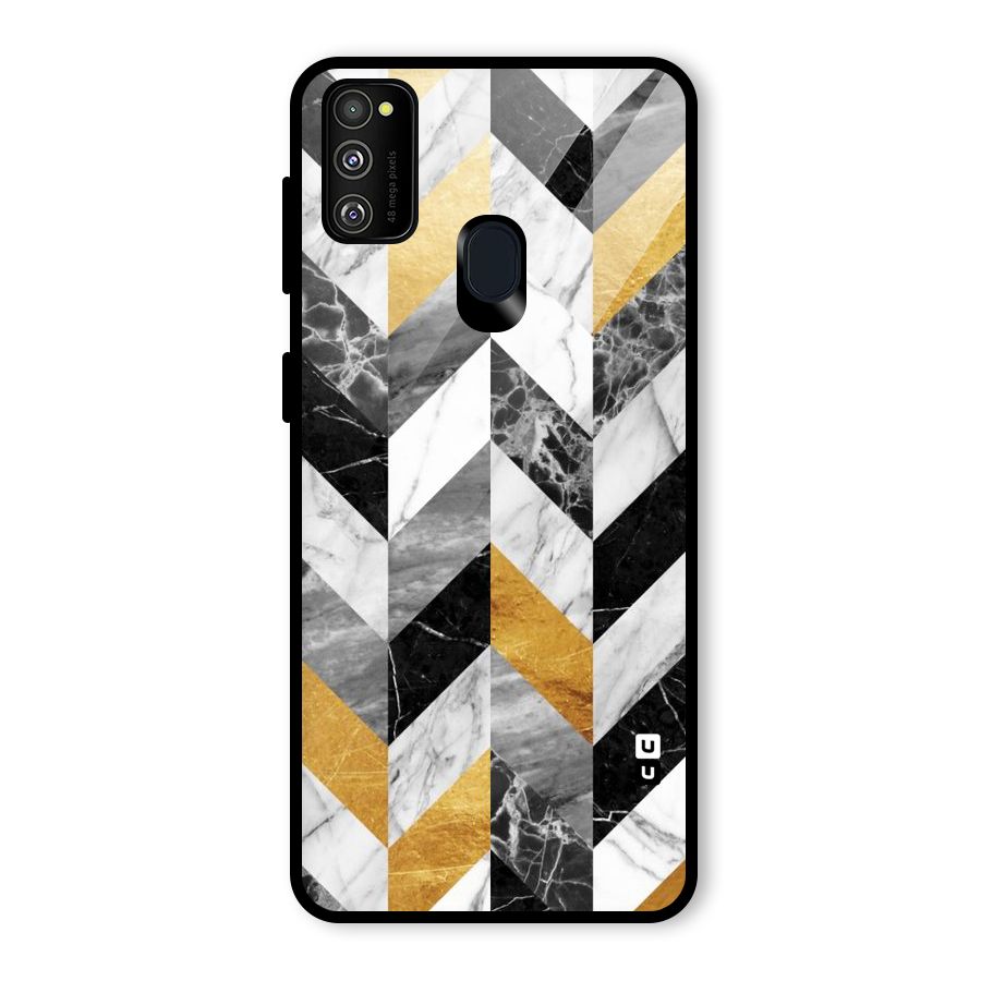 Yellow Grey Marble Glass Back Case for Galaxy M30s
