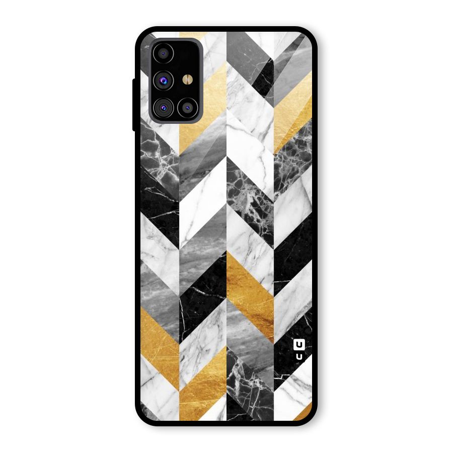 Yellow Grey Marble Glass Back Case for Galaxy M31s