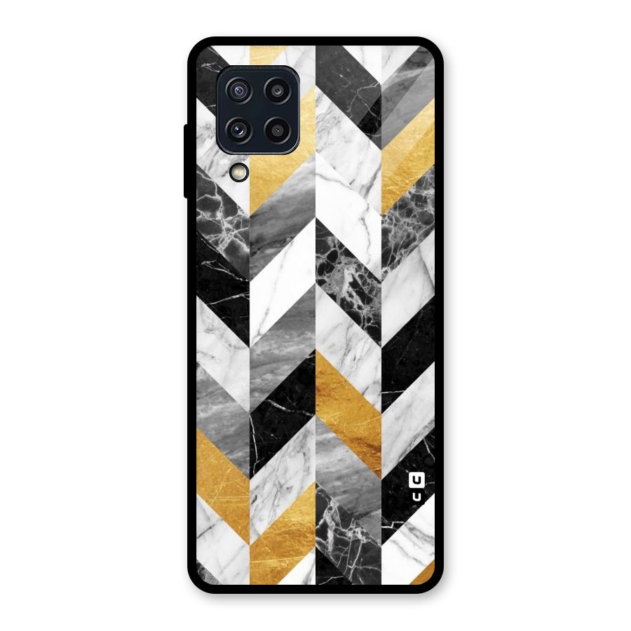 Yellow Grey Marble Glass Back Case for Galaxy M32