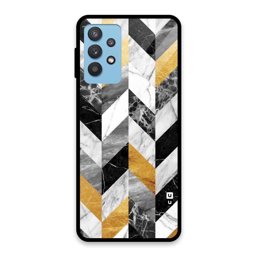 Yellow Grey Marble Glass Back Case for Galaxy M32 5G