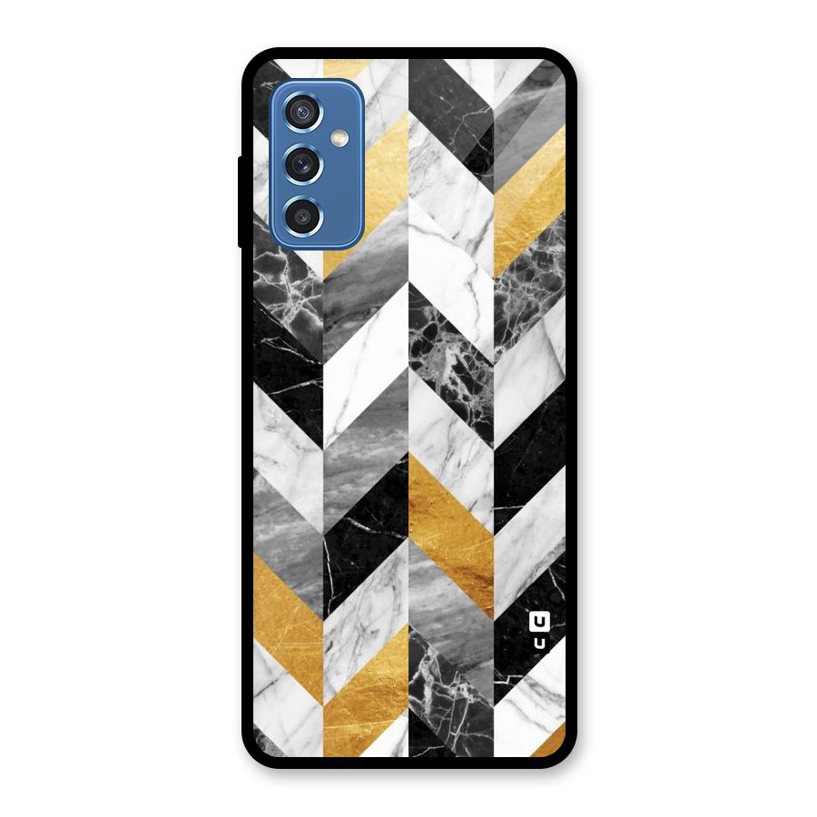 Yellow Grey Marble Glass Back Case for Galaxy M52 5G