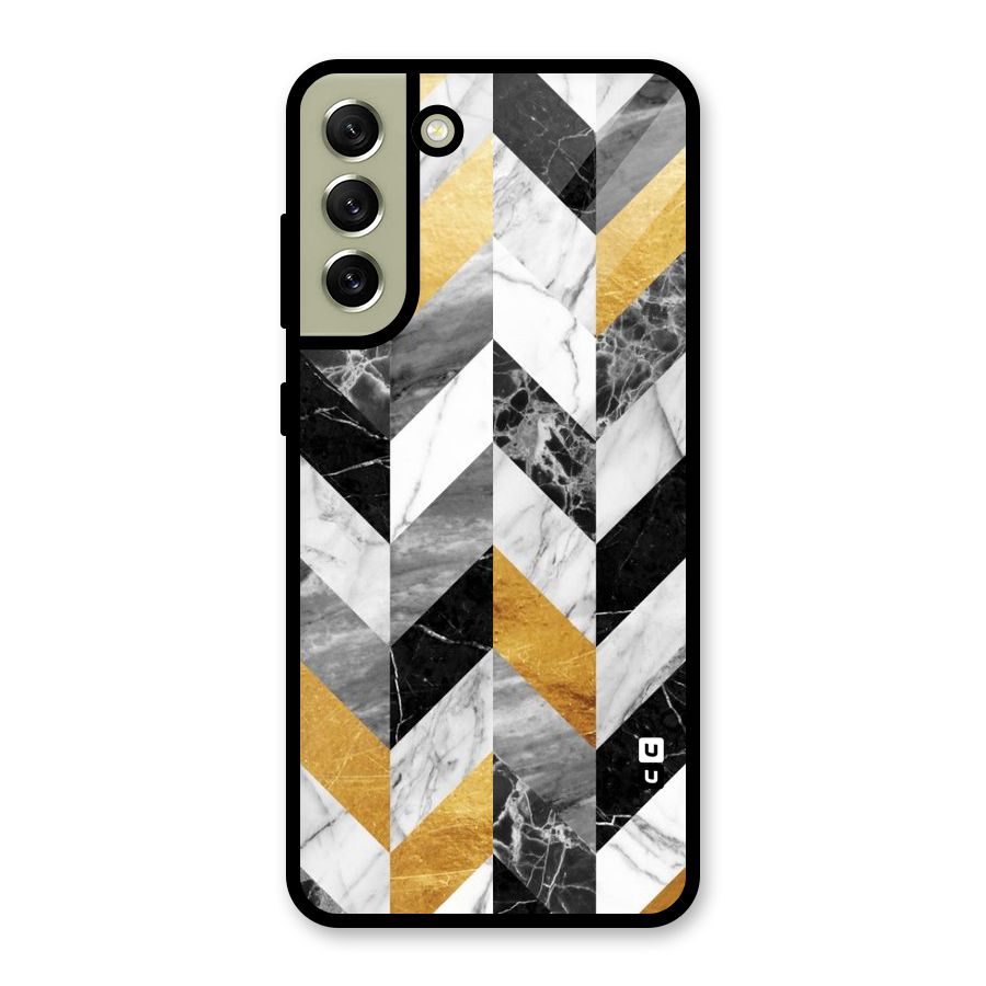 Yellow Grey Marble Glass Back Case for Galaxy S21 FE 5G