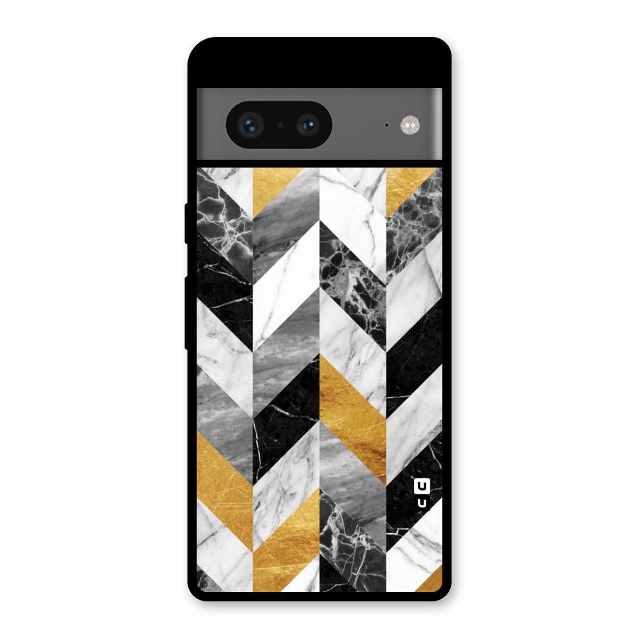 Yellow Grey Marble Glass Back Case for Google Pixel 7