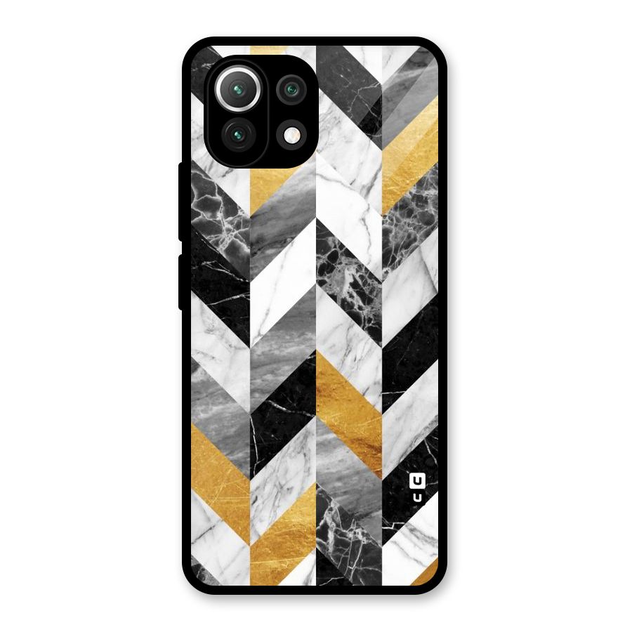 Yellow Grey Marble Glass Back Case for Mi 11 Lite