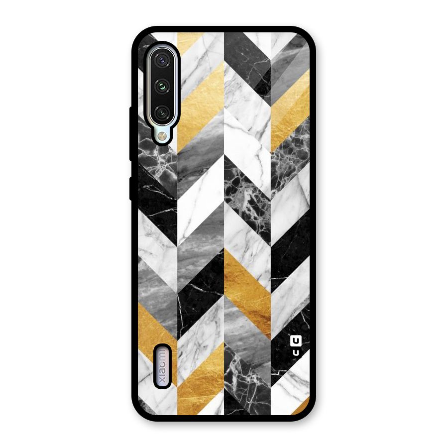 Yellow Grey Marble Glass Back Case for Mi A3