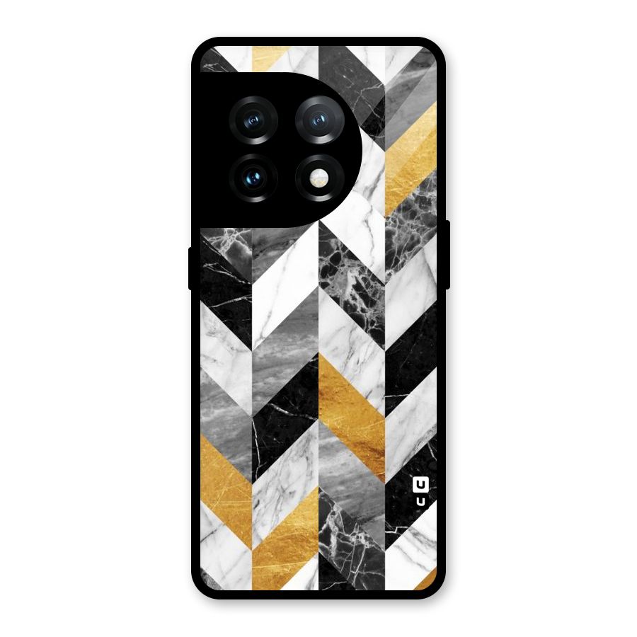 Yellow Grey Marble Glass Back Case for OnePlus 11