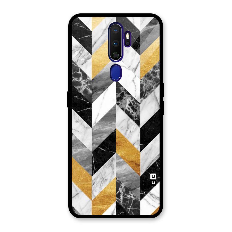 Yellow Grey Marble Glass Back Case for Oppo A9 (2020)