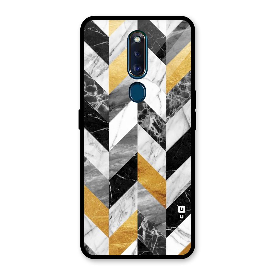 Yellow Grey Marble Glass Back Case for Oppo F11 Pro