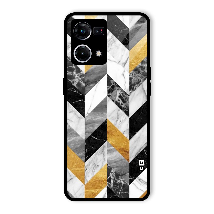 Yellow Grey Marble Glass Back Case for Oppo F21 Pro 5G