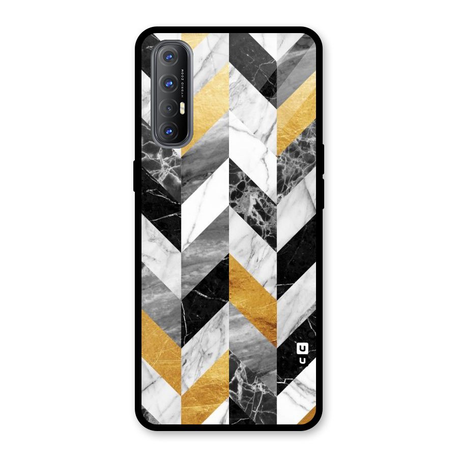 Yellow Grey Marble Glass Back Case for Oppo Reno3 Pro