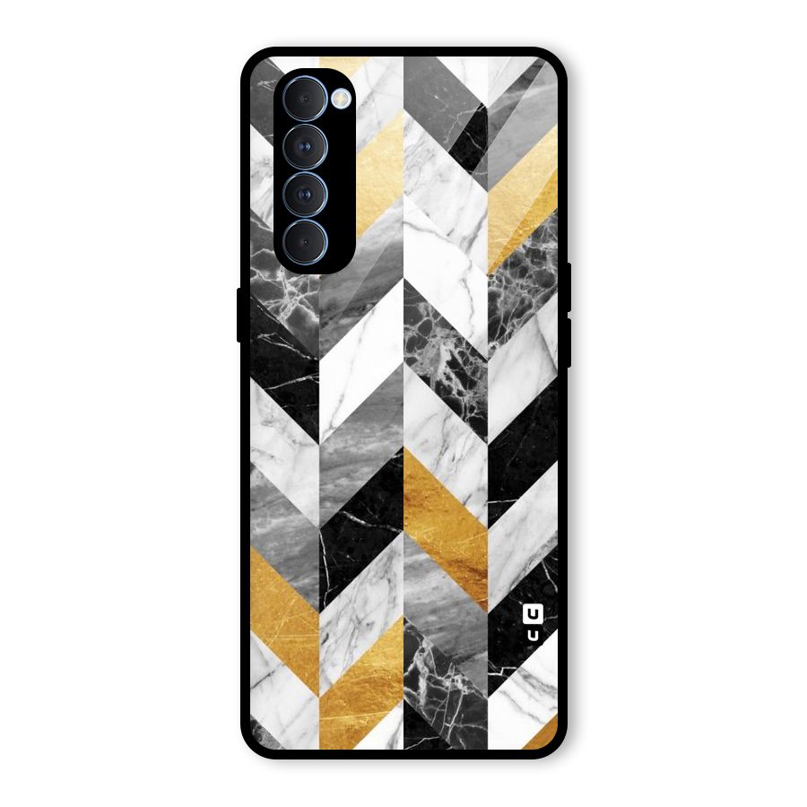 Yellow Grey Marble Glass Back Case for Oppo Reno4 Pro