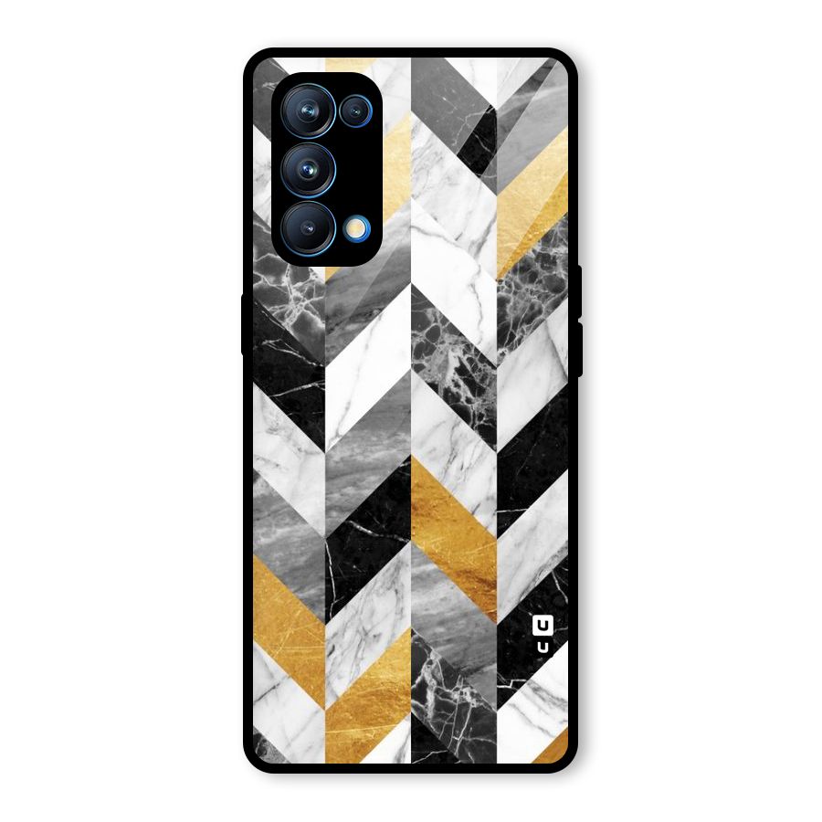 Yellow Grey Marble Glass Back Case for Oppo Reno5 Pro 5G