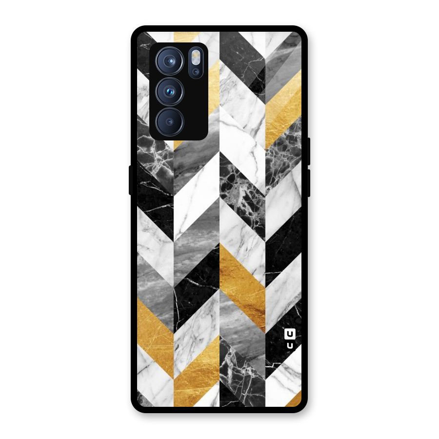 Yellow Grey Marble Glass Back Case for Oppo Reno6 Pro 5G