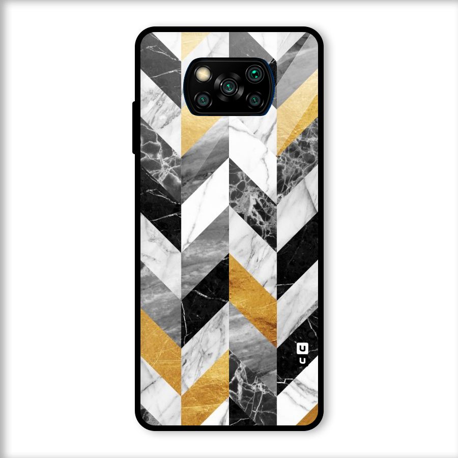 Yellow Grey Marble Glass Back Case for Poco X3