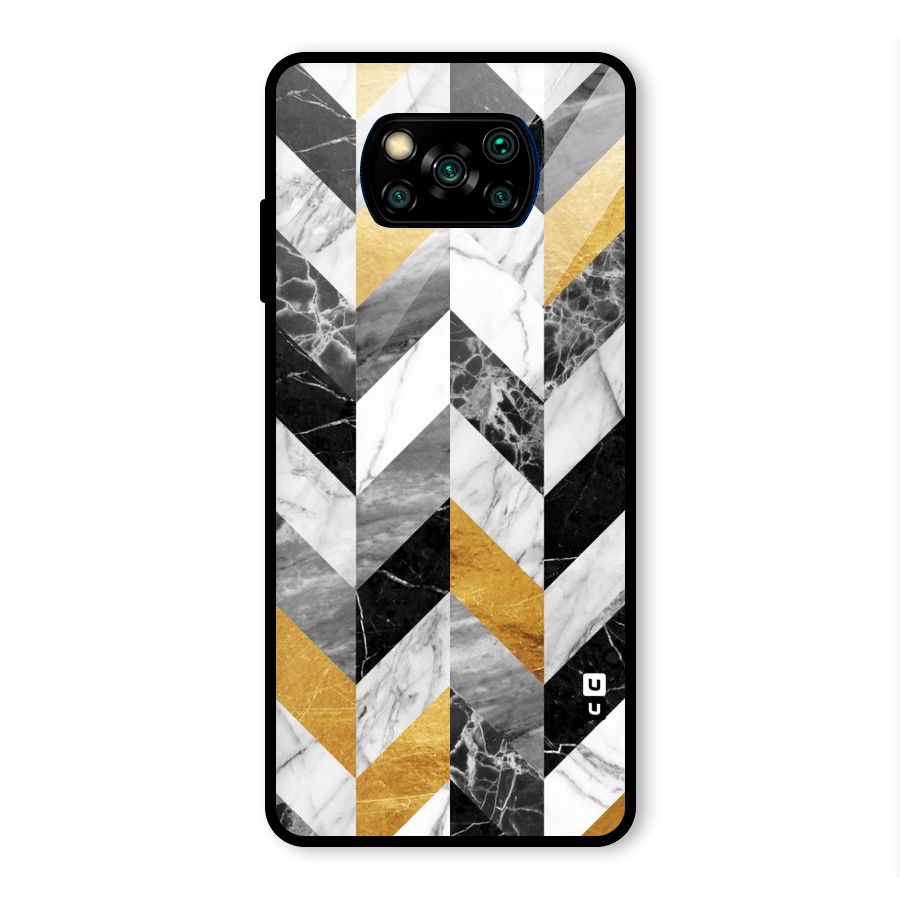 Yellow Grey Marble Glass Back Case for Poco X3 Pro