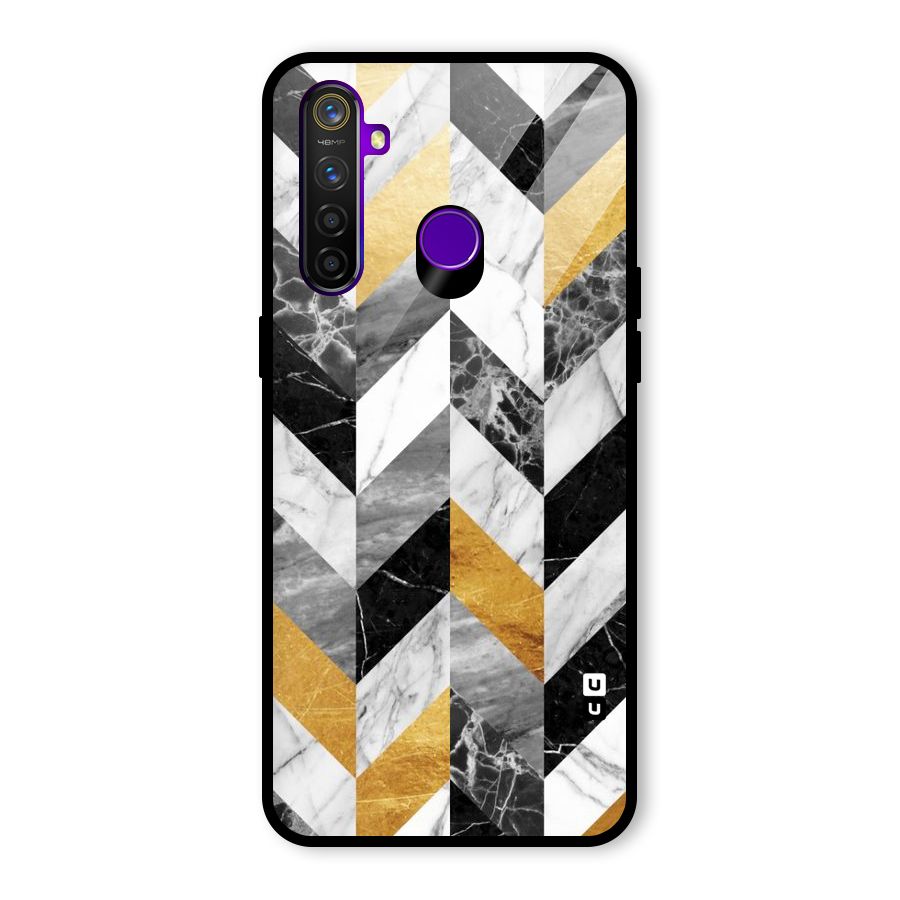 Yellow Grey Marble Glass Back Case for Realme 5 Pro