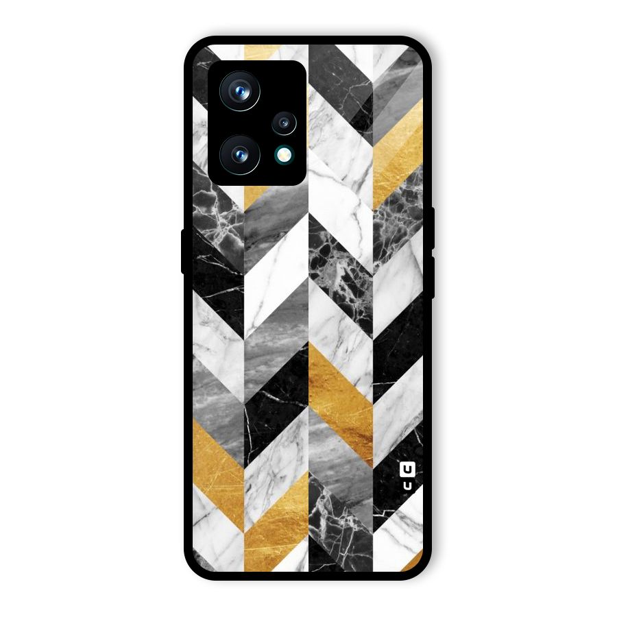 Yellow Grey Marble Glass Back Case for Realme 9 Pro Plus 5G
