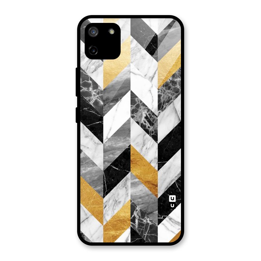 Yellow Grey Marble Glass Back Case for Realme C11