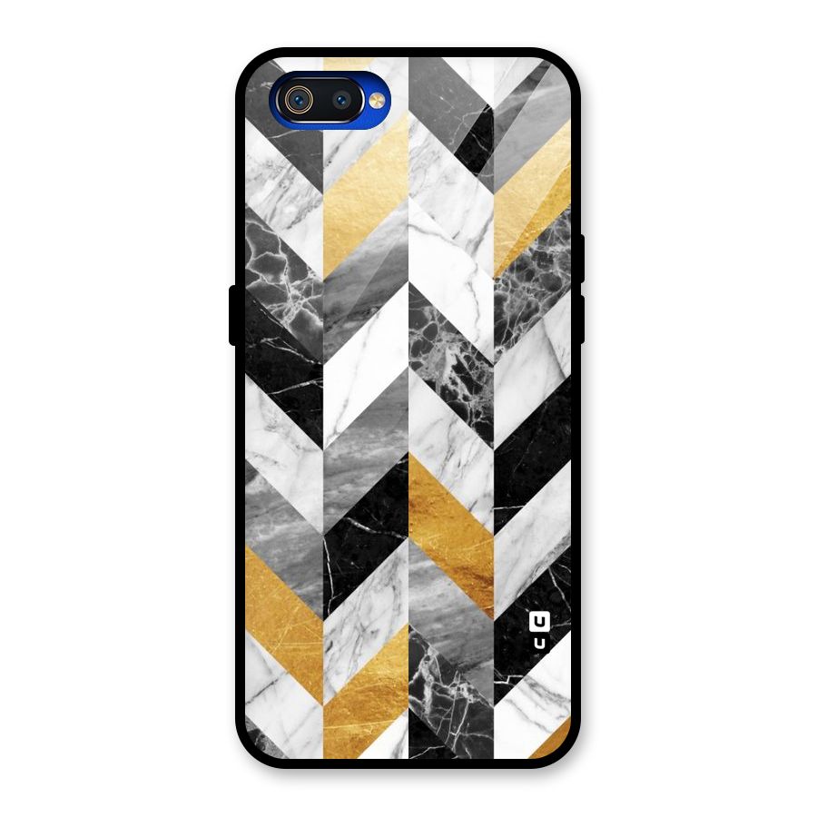 Yellow Grey Marble Glass Back Case for Realme C2