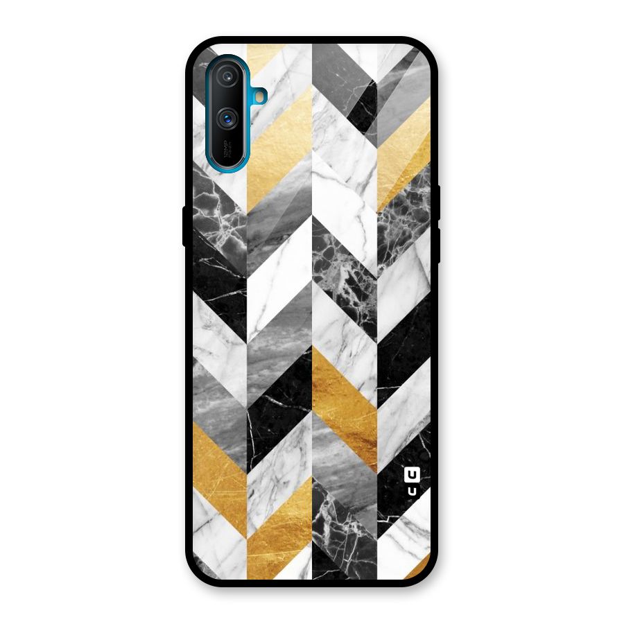 Yellow Grey Marble Glass Back Case for Realme C3