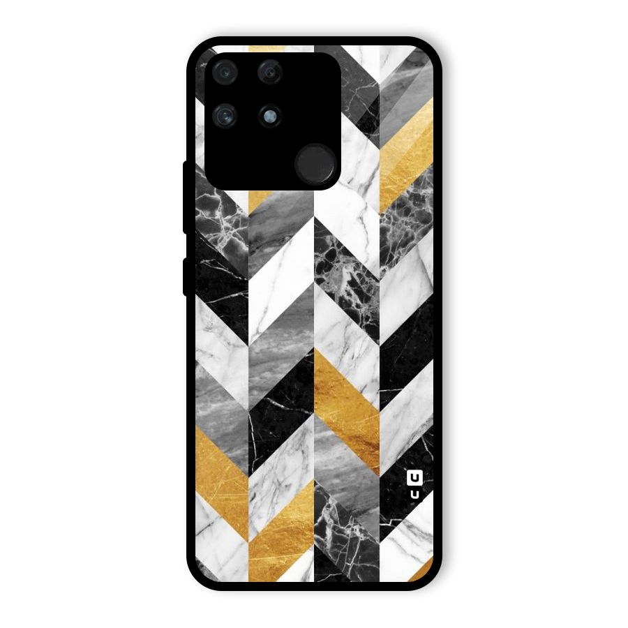 Yellow Grey Marble Glass Back Case for Realme Narzo 50A