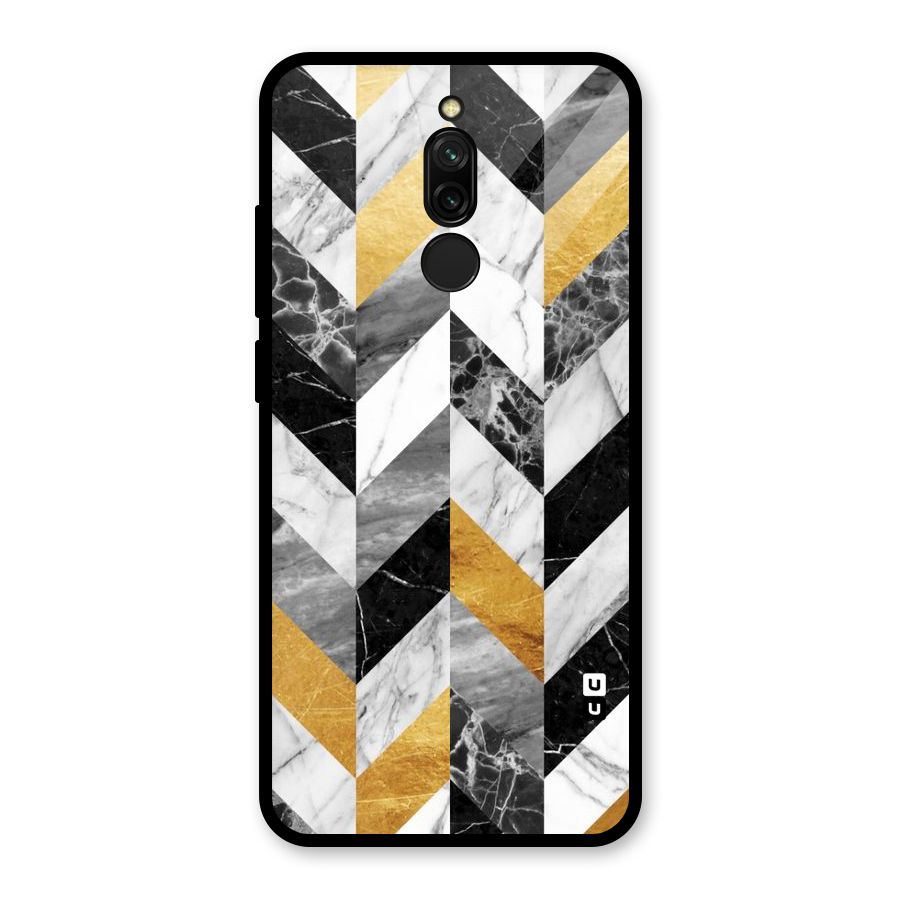 Yellow Grey Marble Glass Back Case for Redmi 8