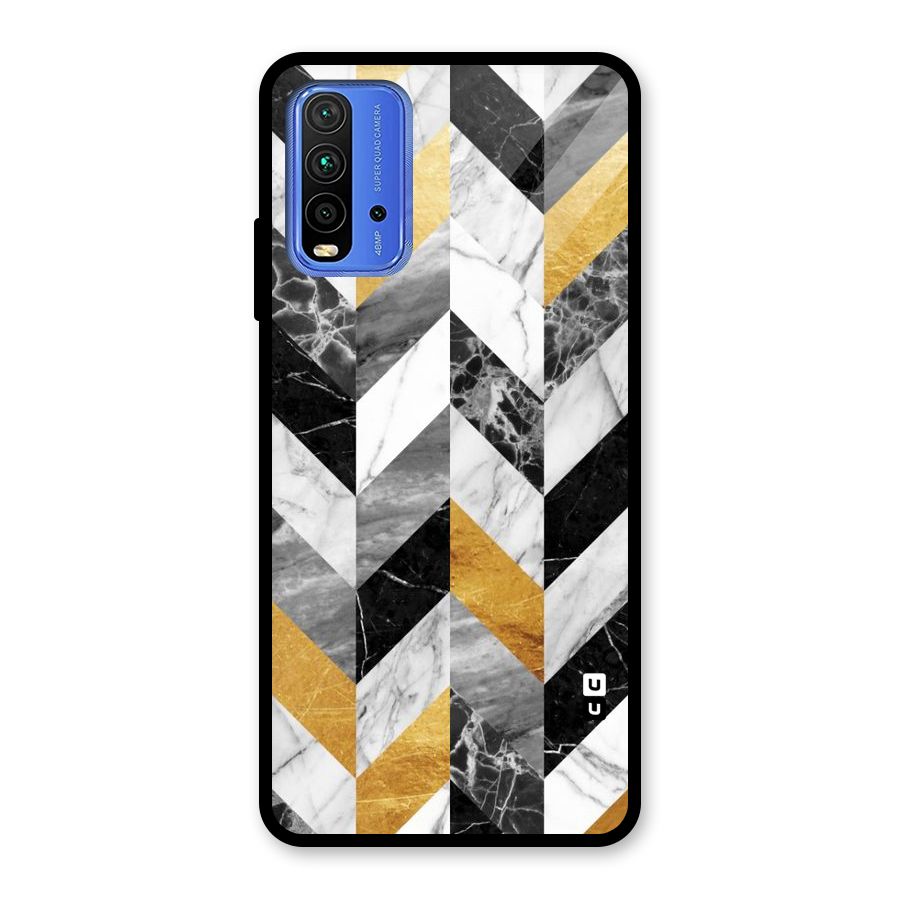 Yellow Grey Marble Glass Back Case for Redmi 9 Power