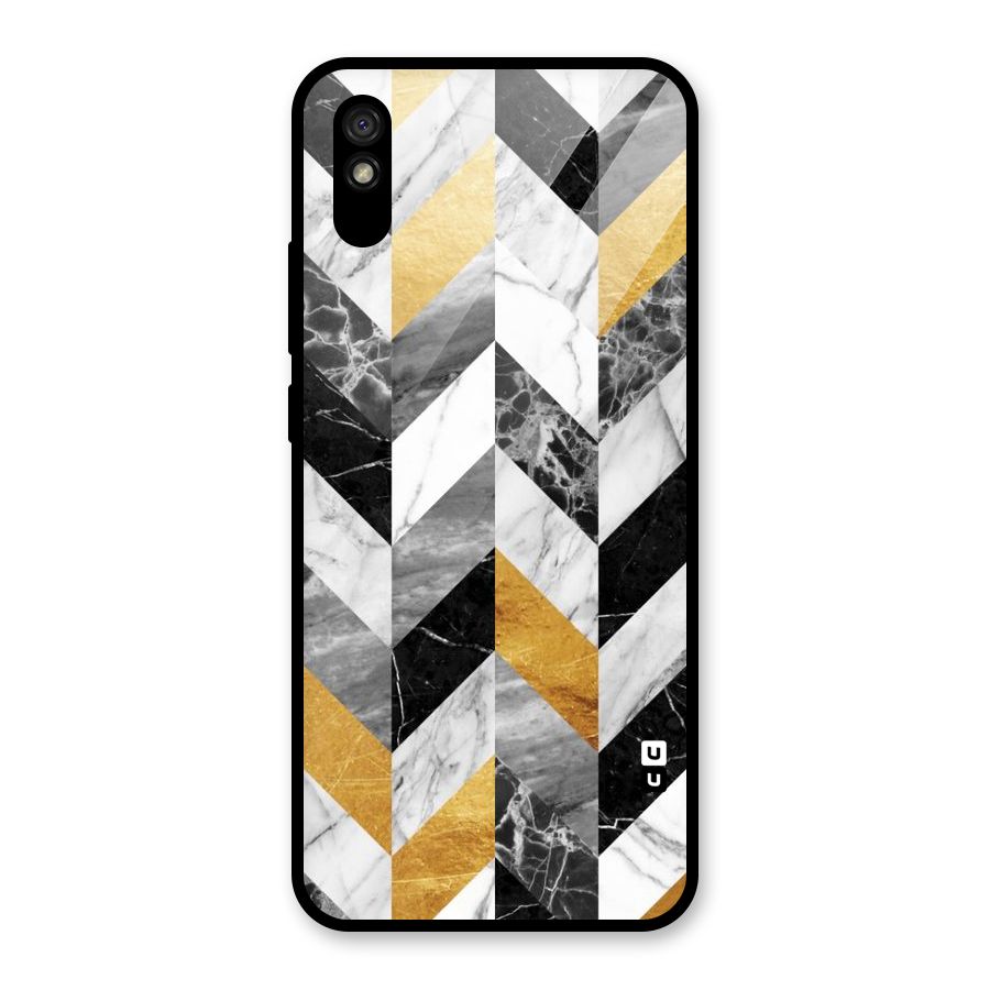 Yellow Grey Marble Glass Back Case for Redmi 9i