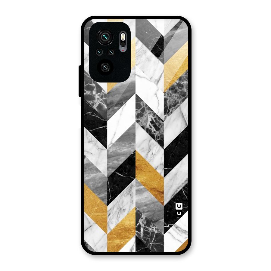Yellow Grey Marble Glass Back Case for Redmi Note 10S