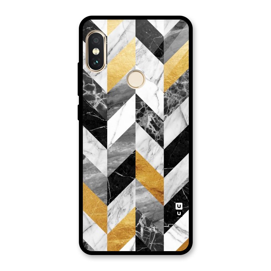 Yellow Grey Marble Glass Back Case for Redmi Note 5 Pro