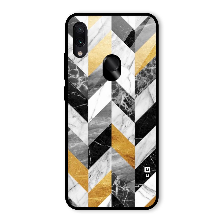 Yellow Grey Marble Glass Back Case for Redmi Note 7 Pro
