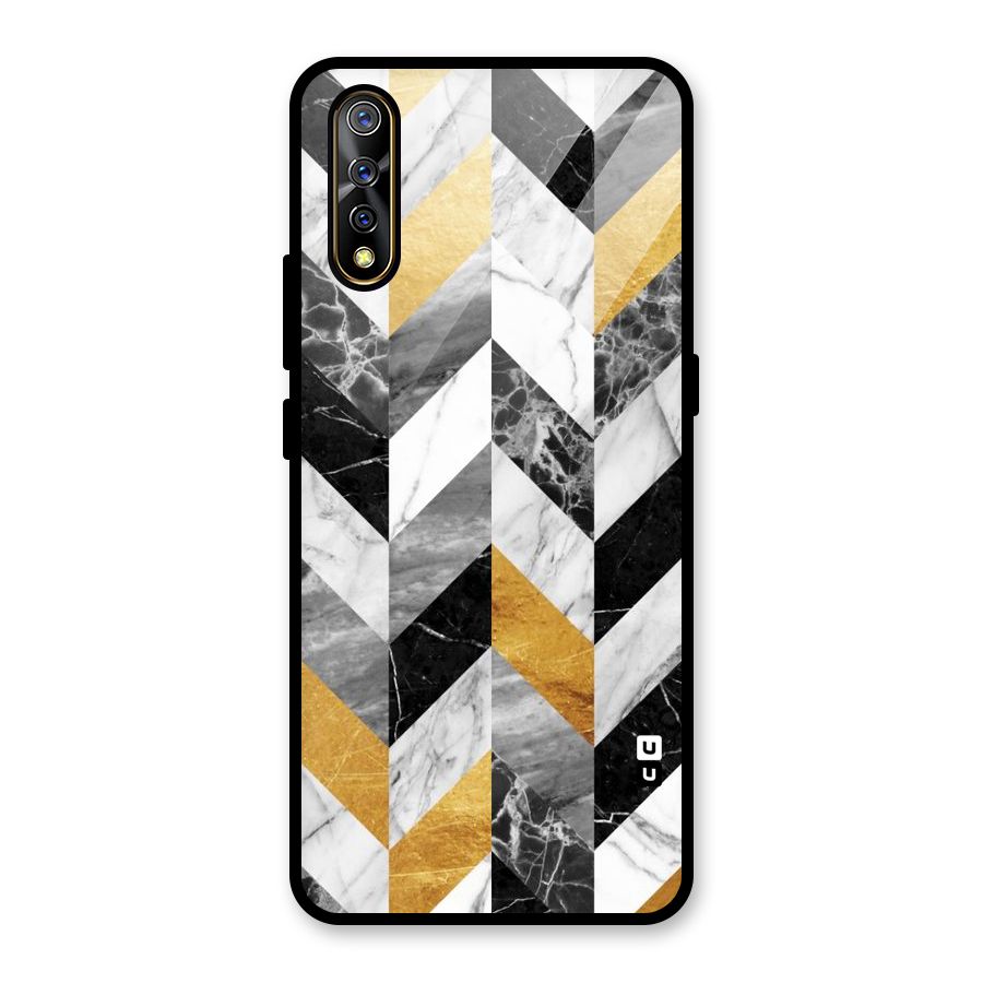 Yellow Grey Marble Glass Back Case for Vivo S1