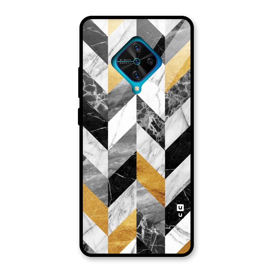 Yellow Grey Marble Glass Back Case for Vivo S1 Pro