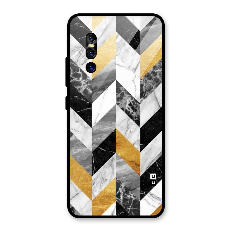 Yellow Grey Marble Glass Back Case for Vivo V15 Pro
