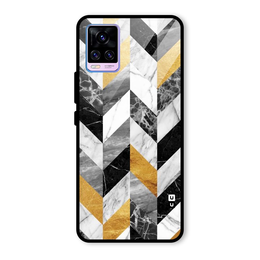 Yellow Grey Marble Glass Back Case for Vivo V20 Pro