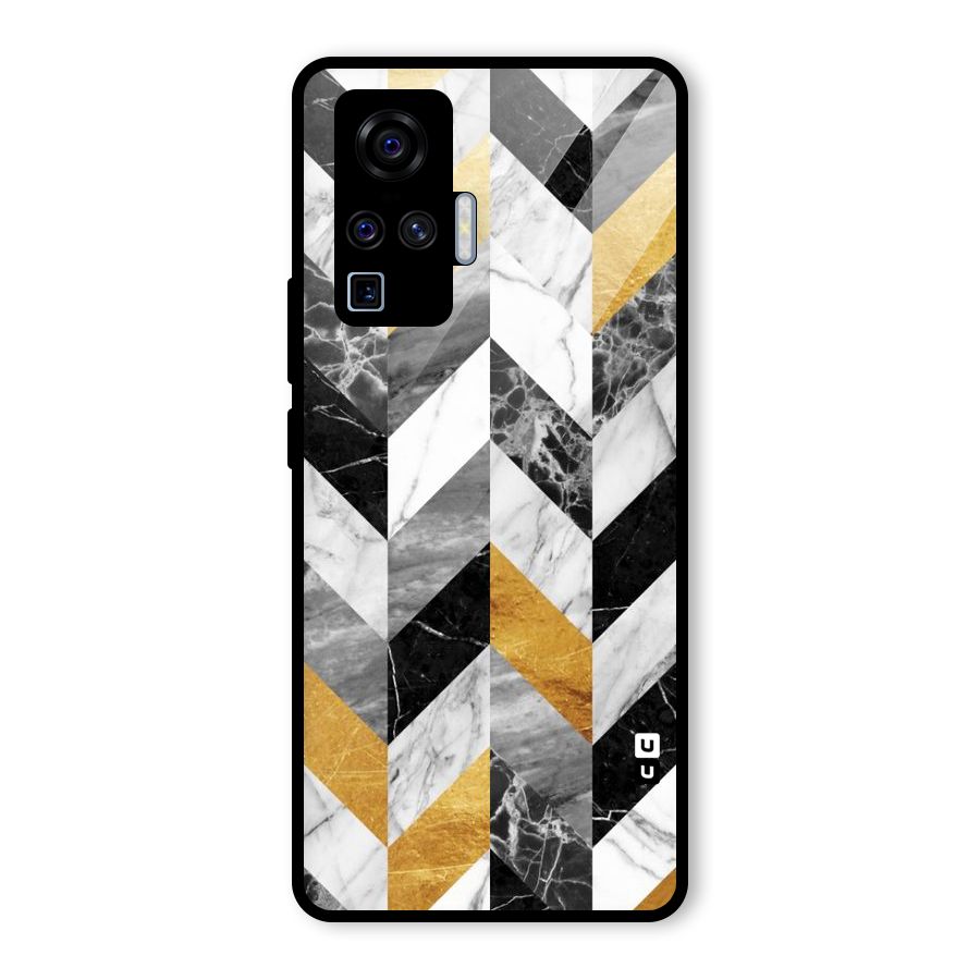Yellow Grey Marble Glass Back Case for Vivo X50 Pro