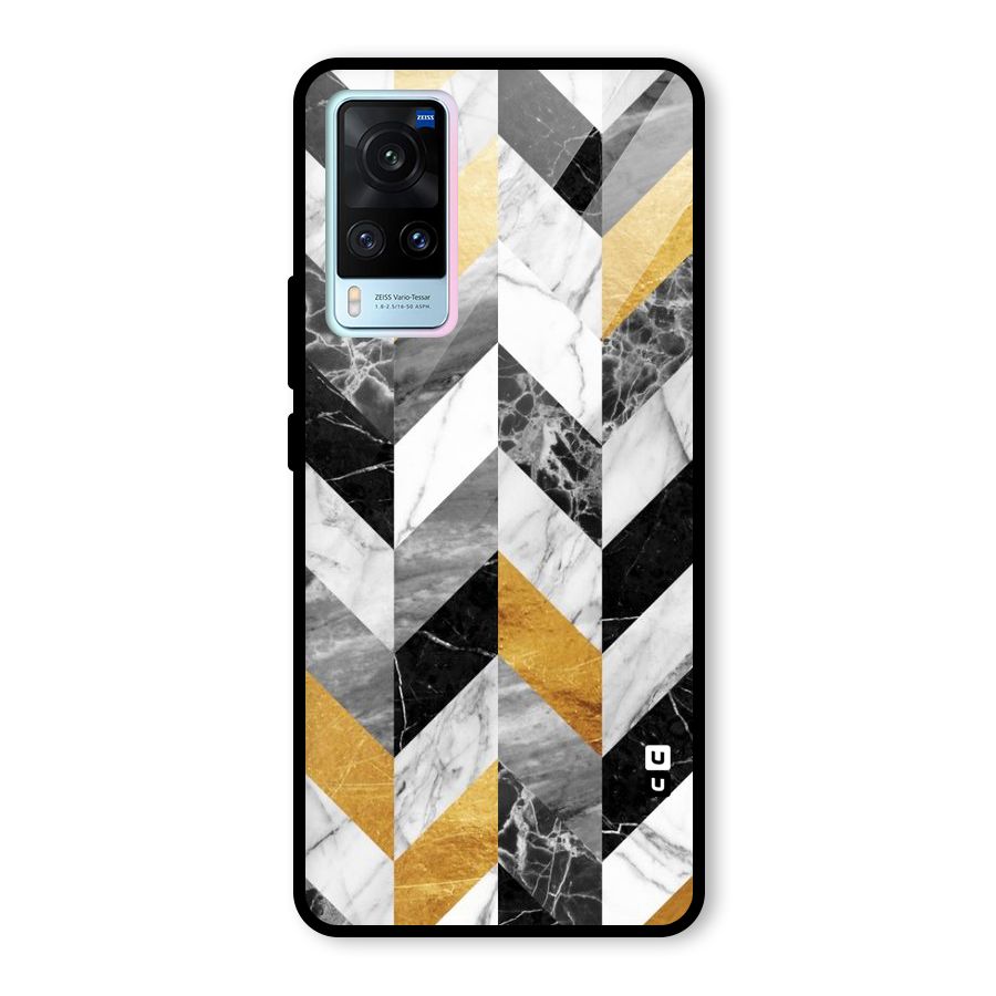 Yellow Grey Marble Glass Back Case for Vivo X60