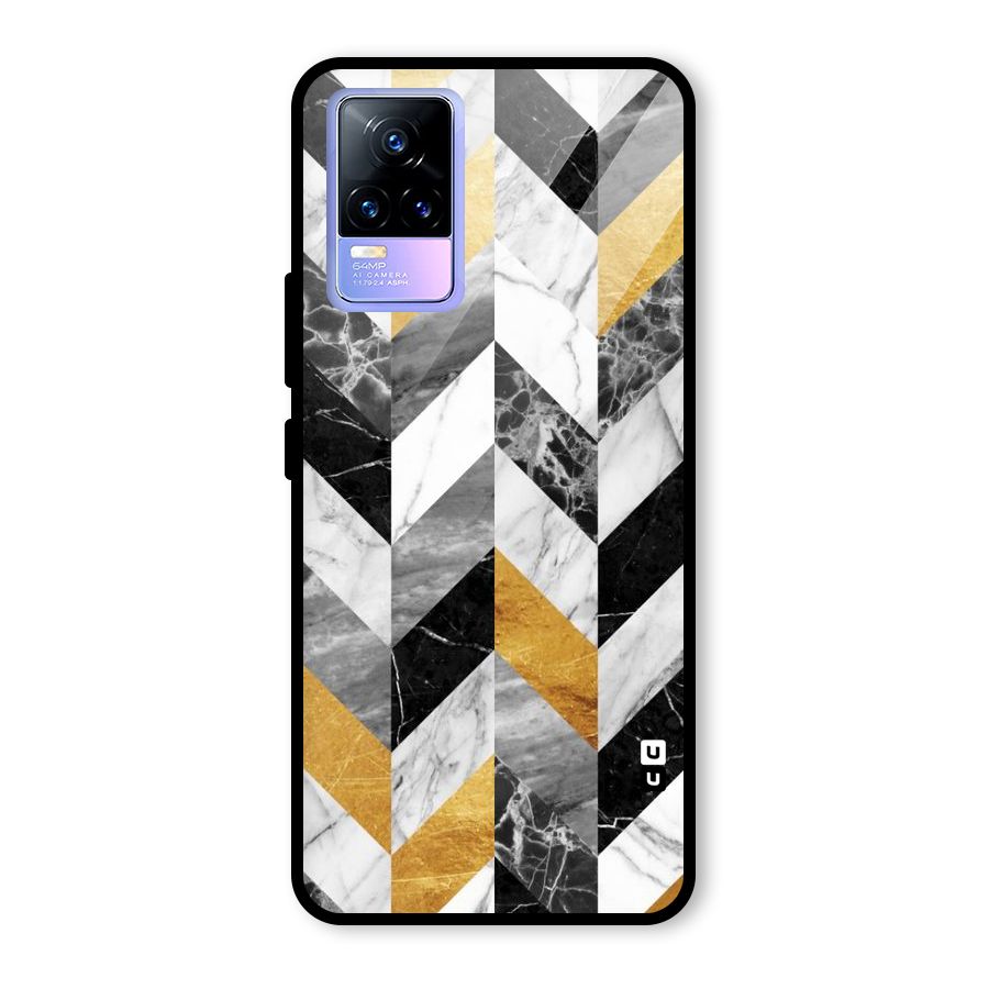 Yellow Grey Marble Glass Back Case for Vivo Y73