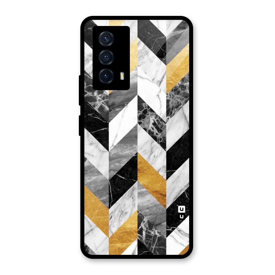 Yellow Grey Marble Glass Back Case for Vivo iQOO Z5
