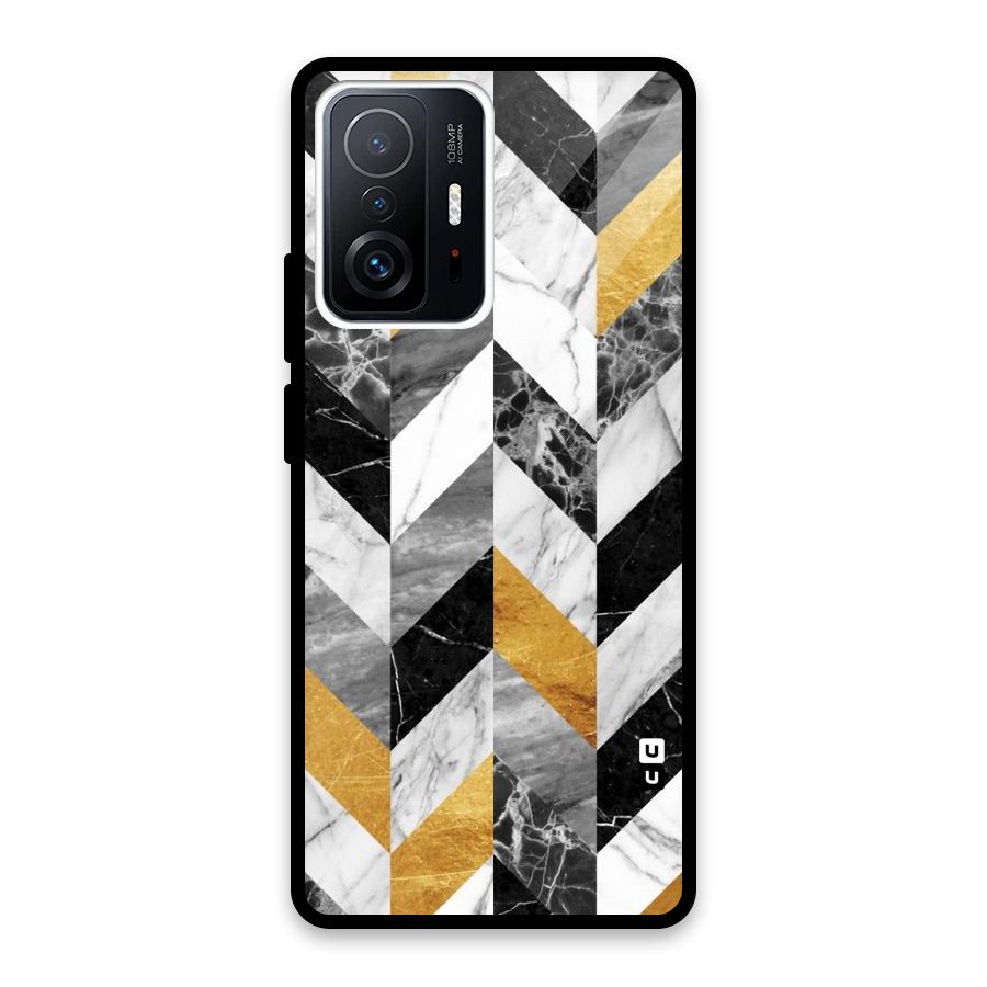 Yellow Grey Marble Glass Back Case for Xiaomi 11T Pro