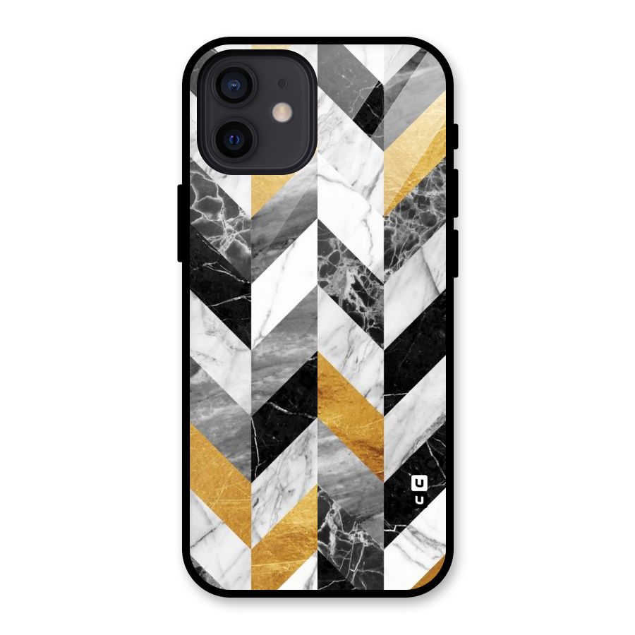 Yellow Grey Marble Glass Back Case for iPhone 12