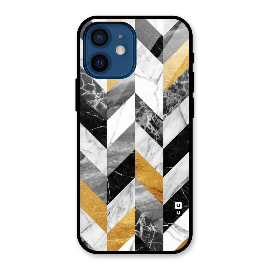 Yellow Grey Marble Glass Back Case for iPhone 12 Mini