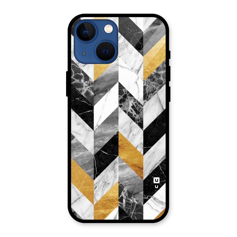 Yellow Grey Marble Glass Back Case for iPhone 13 Mini