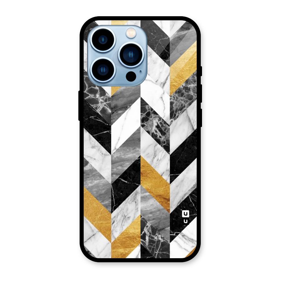 Yellow Grey Marble Glass Back Case for iPhone 13 Pro