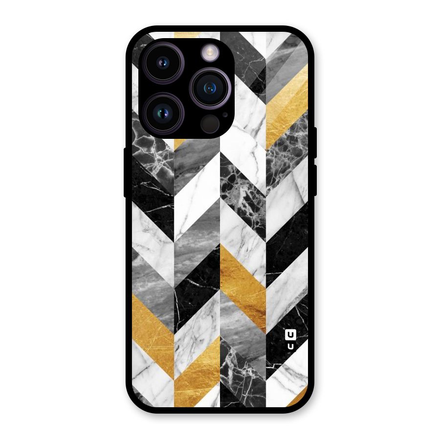 Yellow Grey Marble Glass Back Case for iPhone 14 Pro