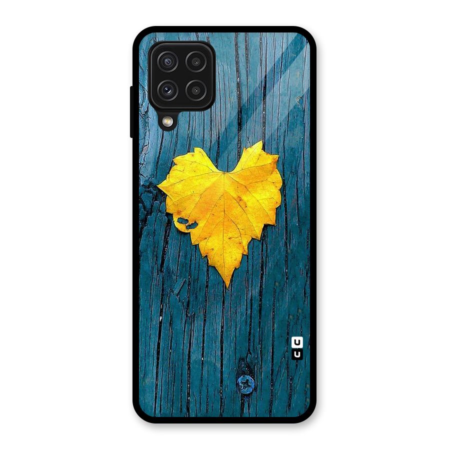 Yellow Leaf Glass Back Case for Galaxy A22 4G